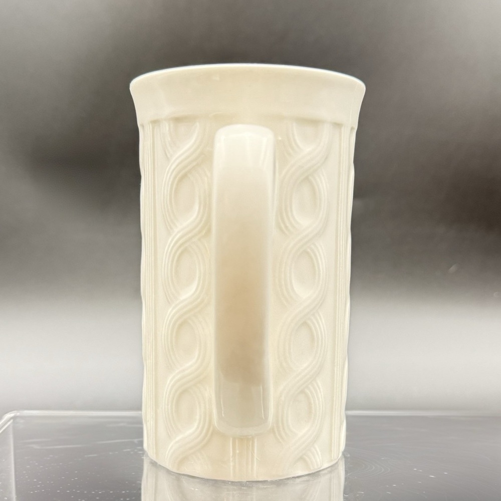 Bay Island Embossed Ceramic Mug – Cable Knit Texture – White/Cream 12 oz - Picture 4 of 7